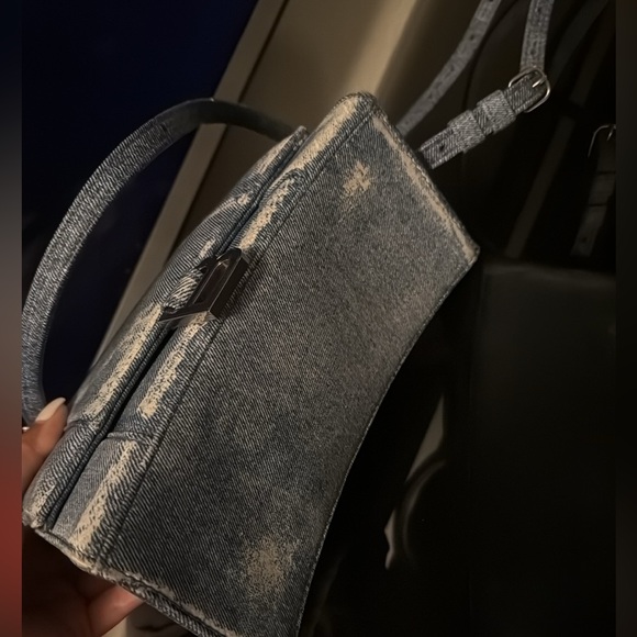 BALENCIAGA Hourglass Small Leather Denim Print Crossbody Bag - Perfect Shape - Picture 17 of 17